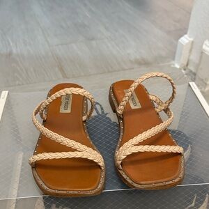 Steve Madden Beige Braided Strap Sandals